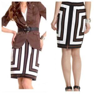White House Black Market Colorblock Pencil Skirt Size 8 EUC